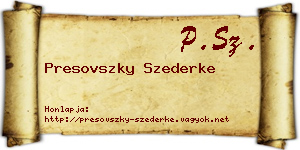 Presovszky Szederke névjegykártya